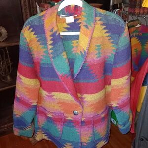 Rhonda Stark 90s Wool Blend Southwestern Patterned Blazer